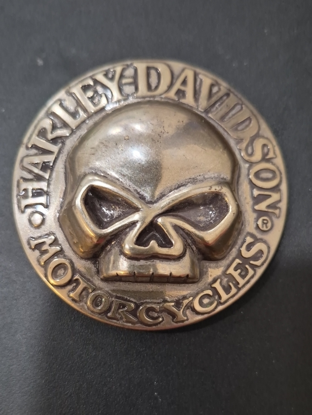 Harley-Davidson Silver Skull Round Metal Badge
